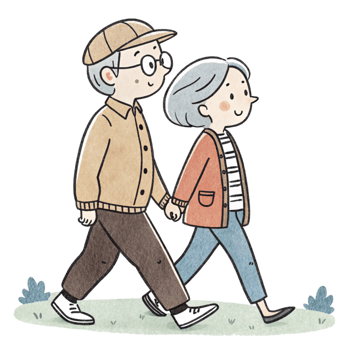 people elderly couple walking png