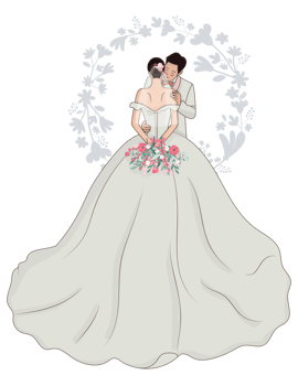 Romantic Chibi Couple wedding png