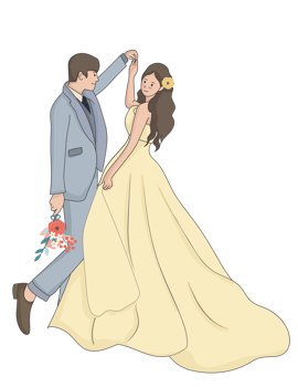 Cartoon Wedding Couple Illustration png