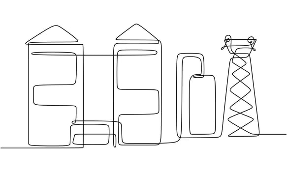 Sustainable Biogas Plant Single Line Drawing Eco Icon vector