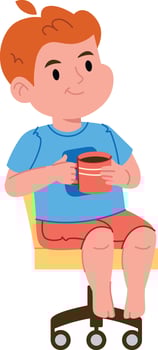 Child Sitting with Coffee Mug vector