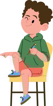 Boy Sitting on Chair Winking vector