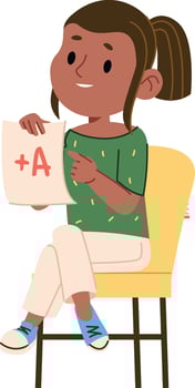 Student Holding Graded Paper vector