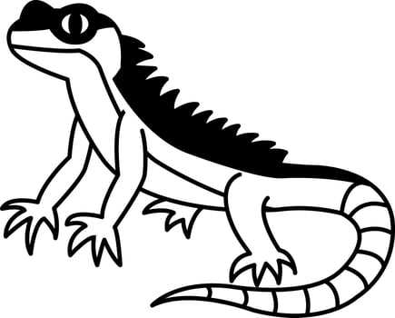 isolate black and white lizard illustration icon icon vector