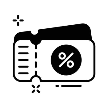 A premium glyph icon of discount voucher coupon. vector