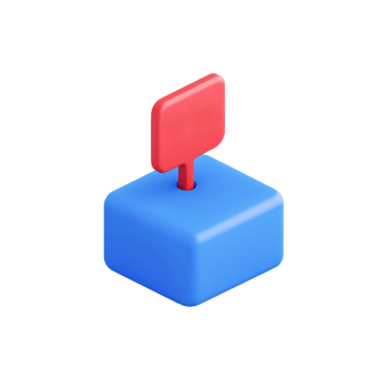 A blue block with a red flag on a stick, resembling a marker or signal. png