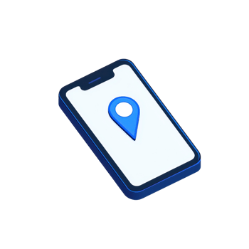 A smartphone displaying a location marker icon on its screen. png