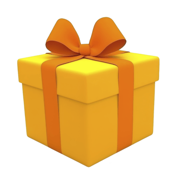 A vibrant yellow gift box with orange ribbon and bow, perfect for celebrations and special occasions, exudes cheerful and festive vibe png