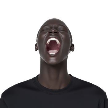 A person with joyful expression is captured mid laugh, showcasing sense of happiness and freedom. image focuses on open mouth and expressive face, highlighting emotion png