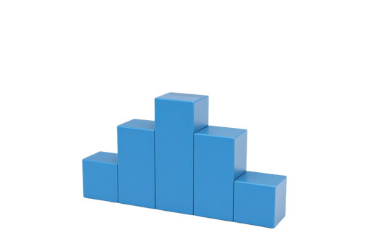 A set of blue building blocks arranged in a stepped formation, showcasing varying heights and creating a visually appealing structure. png
