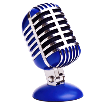 A vintage style blue and silver microphone with classic design, featuring sturdy base and metallic grille, evokes sense of nostalgia and elegance. Perfect for retro themed settings png