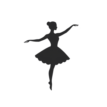 A graceful silhouette of ballerina in tutu, poised elegantly on one foot with arms extended, captures essence of ballet beauty and precision png