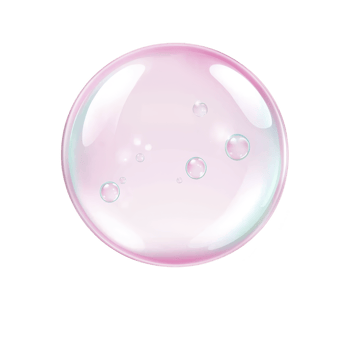 A delicate, translucent pink soap bubble with glossy surface and smaller bubbles inside, floating against transparency background. bubble iridescent colors create dreamy effect png