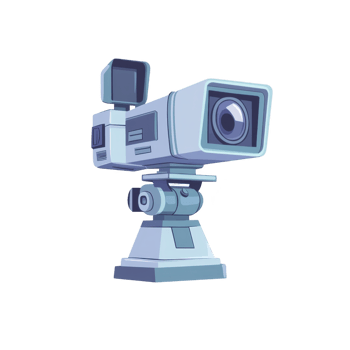 A digital illustration of vintage camera with tripod, featuring retro design and blue tones. camera has large lens and viewfinder, evoking nostalgia png