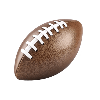 A brown leather American football with white laces is isolated on transparency background, showcasing its textured surface and classic design png