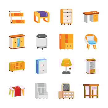 various colorful furniture icons vector