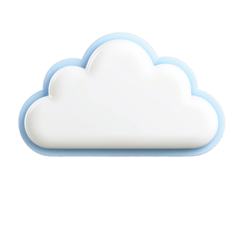 A simple, white cloud icon with light blue outline, symbolizing cloud computing or weather. design is minimalistic and modern, suitable for digital applications or interfaces png