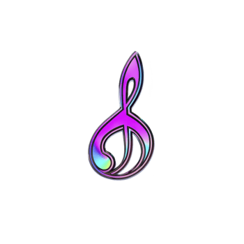A vibrant, abstract treble clef symbol in purple and blue hues stands out against transparency background, evoking sense of creativity and musical expression png