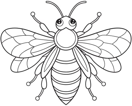 Honeybee cartoon insect drawing for coloring and classroom activities vector