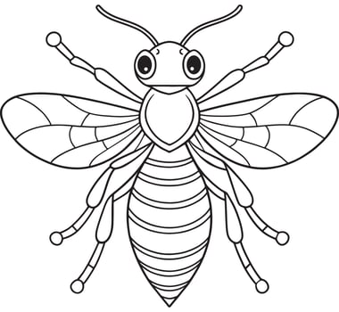 Yellowjacket cartoon bug drawing for kids coloring and learning vector