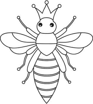 Queen bee line drawing for kids bug education and coloring pages vector