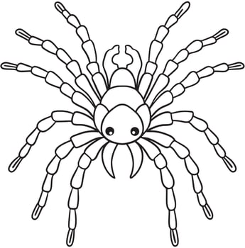 Tarantula cute spider illustration for kids coloring activities vector