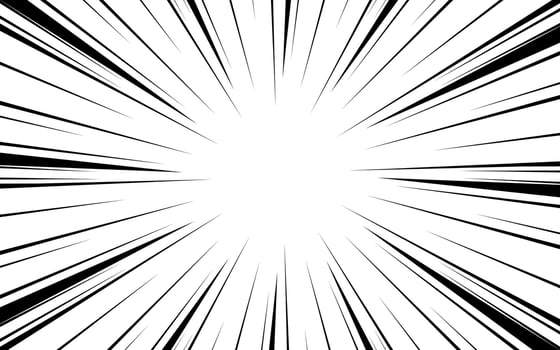Diagonal speed lines background. Comic book explosion wallpaper. Abstract black and white radial lines frame design. vector