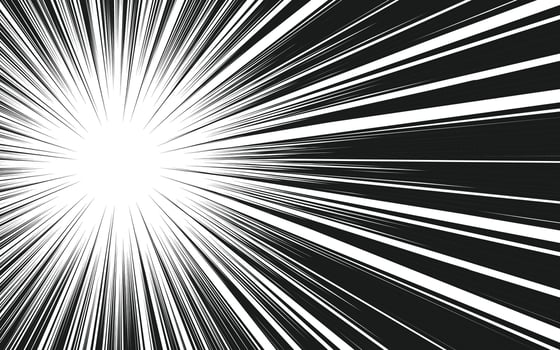 Radial speed lines background for comic books. Monochrome explosion background. vector