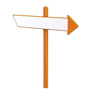 A blank orange directional sign with arrow pointing right, isolated on transparency background, conveys guidance and direction png
