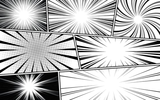 Black and white comic cartoon background page vector