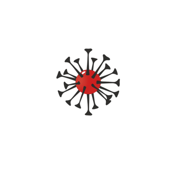 A This features stylized red virus icon with black spike like protrusions, symbolizing virus or microorganism. design is simple and impactful, often used contexts related to health or science png
