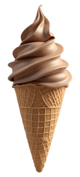 Delightful chocolate ice cream cone with creamy soft serve, perfect for sweet treat png