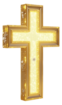 Golden cross glow light evokes feeling of peace, radiating spiritual hope and brilliant png