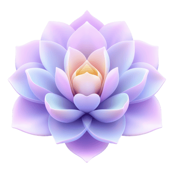 vibrant, symmetrical lotus flower with soft pastel hues of purple, pink, and blue, symbolizing tranquility and balance. petals are layered intricately, creating harmonious and calming effect png