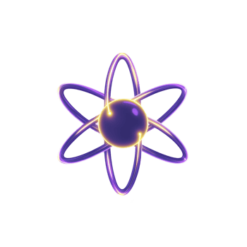 glowing purple atom model with orbiting electrons symbolizes science and energy. vibrant design highlights atomic structure and scientific concepts png