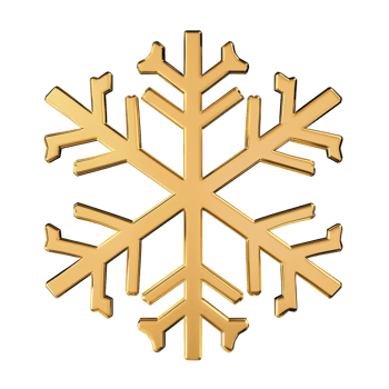 A golden snowflake with intricate geometric patterns symbolizes winter and elegance. metallic sheen adds luxurious touch, making it ideal for festive or seasonal designs png