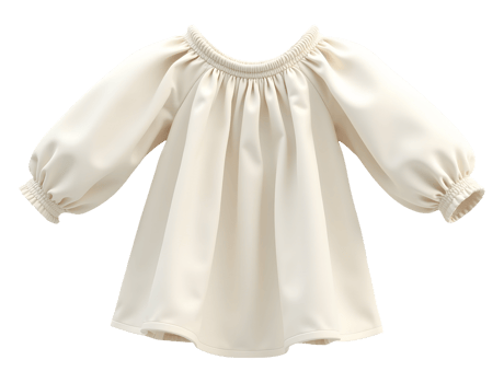 Cream off shoulder blouse with puff sleeves, soft and stylish for child comfort png
