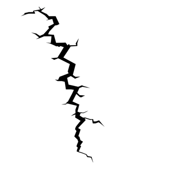 jagged, dark crack runs diagonally across light background, resembling lightning bolt or fracture. stark contrast creates dramatic and intense visual effect png