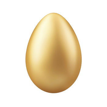 shiny golden egg stands out against plain background, symbolizing wealth and prosperity. Its smooth surface and metallic sheen create luxurious and elegant appearance png