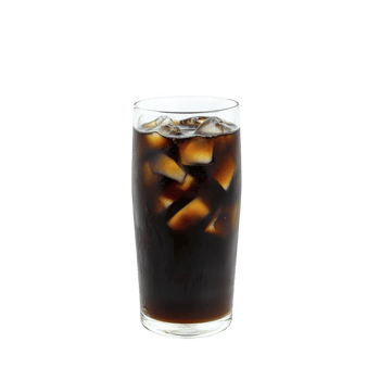 tall glass of refreshing iced coffee with ice cubes, perfect for hot day. dark, rich color of coffee contrasts with clear glass, creating inviting appearance png