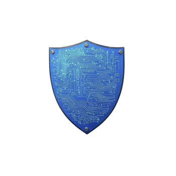 blue shield with circuit board design symbolizes digital security and protection, representing cybersecurity and technological defense png