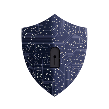 digital shield with circuit board pattern symbolizes cybersecurity and data protection, blending technology and security concepts png