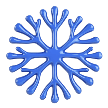 shiny blue snowflake with unique branching pattern, symbolizing winter and cold weather, isolated on transparency background. design is intricate and symmetrical png