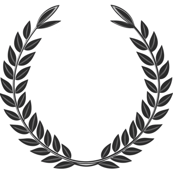 black laurel wreath with symmetrical leaves forms classic and elegant circular design, often symbolizing victory or achievement. simple yet powerful imagery evokes sense of honor and prestige png
