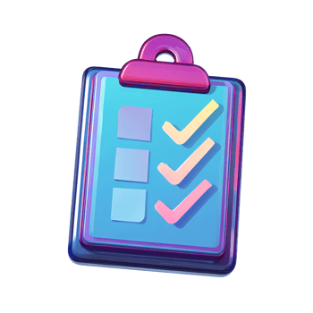 Colorful Clipboard with Checkmarks Illustration on Transparent Background for Design vibrant png