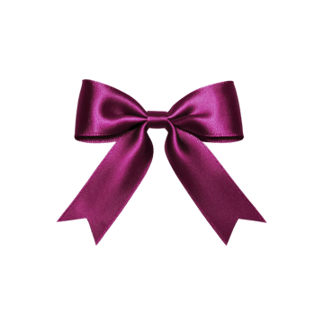 vibrant purple satin ribbon bow with glossy finish, featuring two long tails and symmetrical loop design, perfect for gift wrapping or decorative purposes png