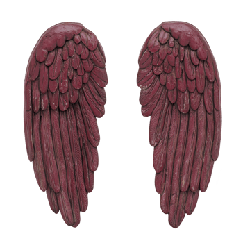 Red angel wings with detailed feather texture, symbolizing freedom and spirituality. vibrant color adds sense of passion and energy to design png