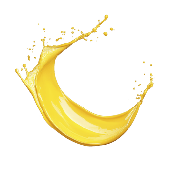 vibrant splash of yellow paint captured mid air, creating dynamic and energetic visual. fluid motion and bright color evoke creativity and excitement png