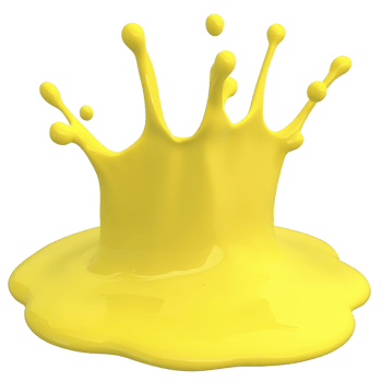vibrant splash of yellow paint creates energetic and dynamic visual, capturing moment of impact with droplets suspended in mid air. bright color evokes creativity and excitement png