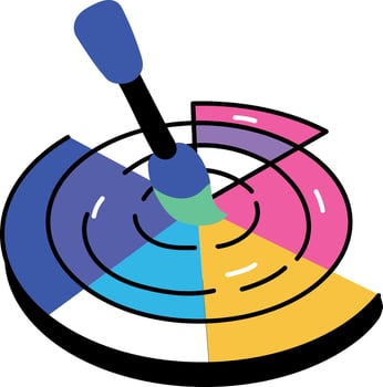 A flat style illustration showing colour picker vector